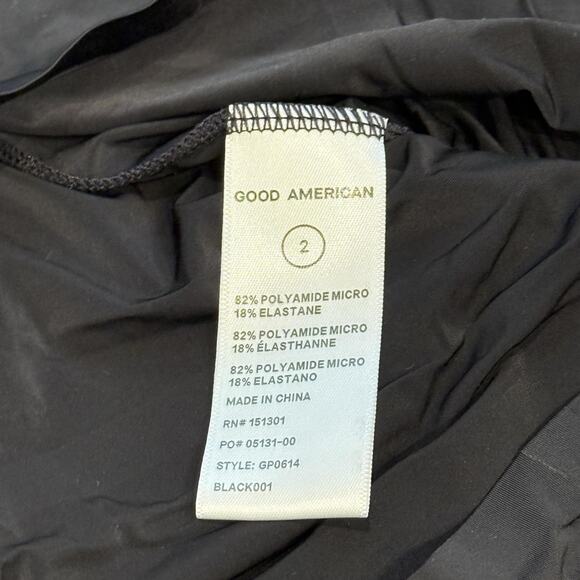 Good American Shirt Womens 2 Black Long Sleeve Mock Neck Compression Athletic UV - Picture 4 of 12